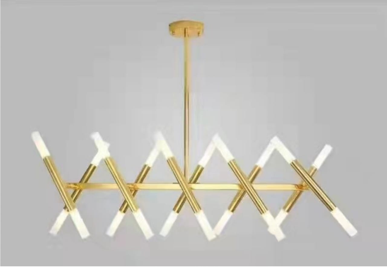 Luxury Geometric LED Chandelier – Gold Finish