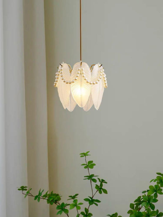 Elegant Pearl Leaf Pendant Light