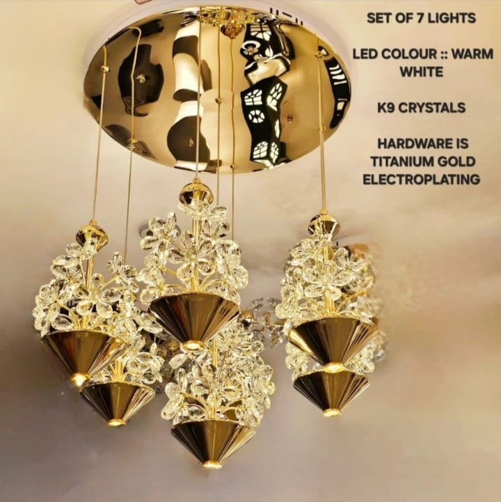 Luxury K9 Crystal LED Chandelier – Titanium Gold Electroplated